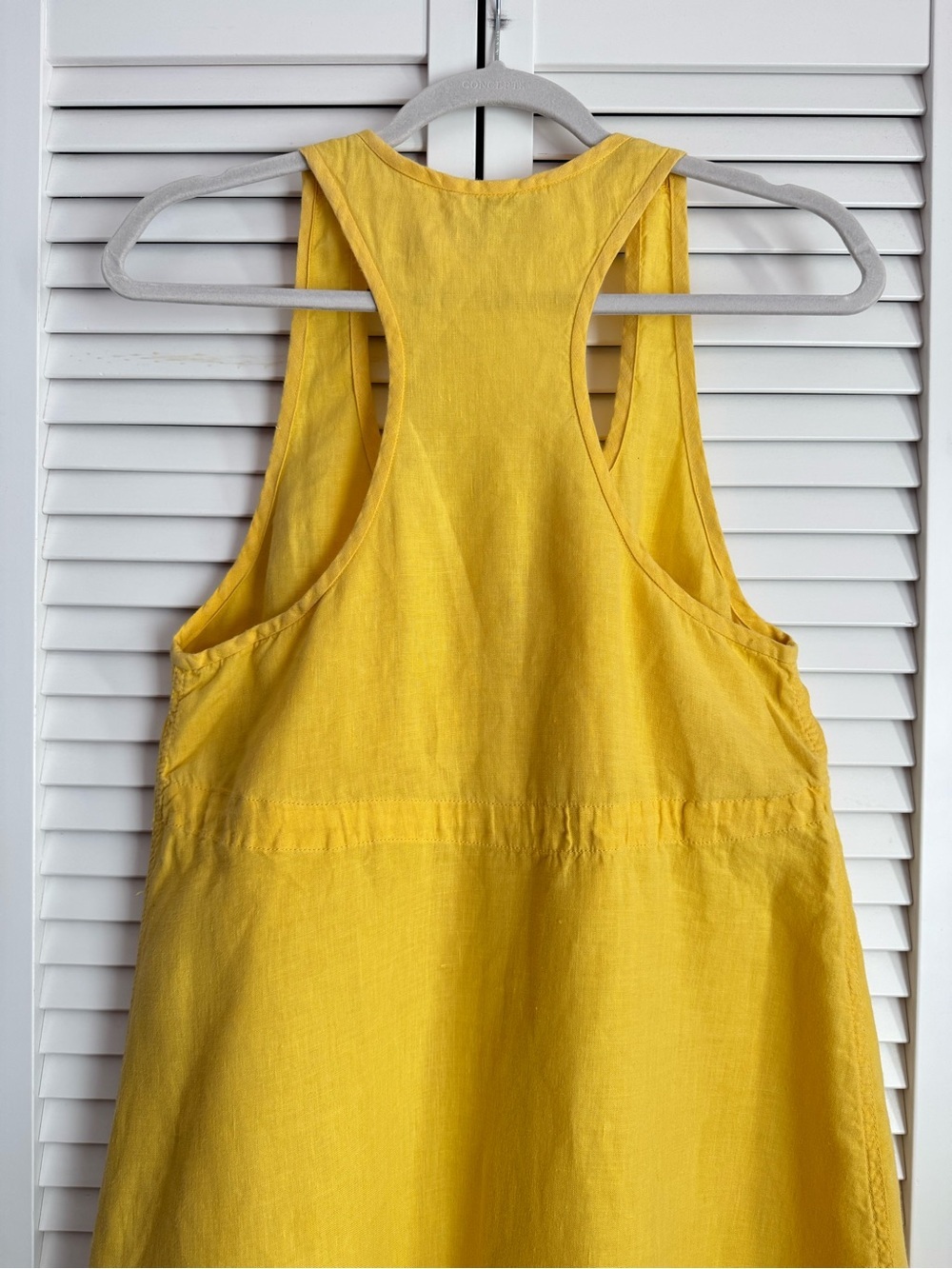 Eileen Fisher Linen Tank A-line Dress Racerback Yellow Coastal Summer Midi XS - Picture 8 of 9